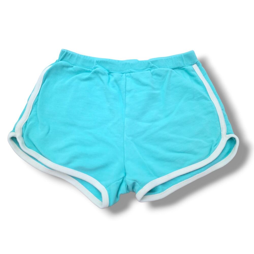 Hanna Andersson Girls Size 10 French Terry Dolphin Shorts Teal Tidepool Blue EUC